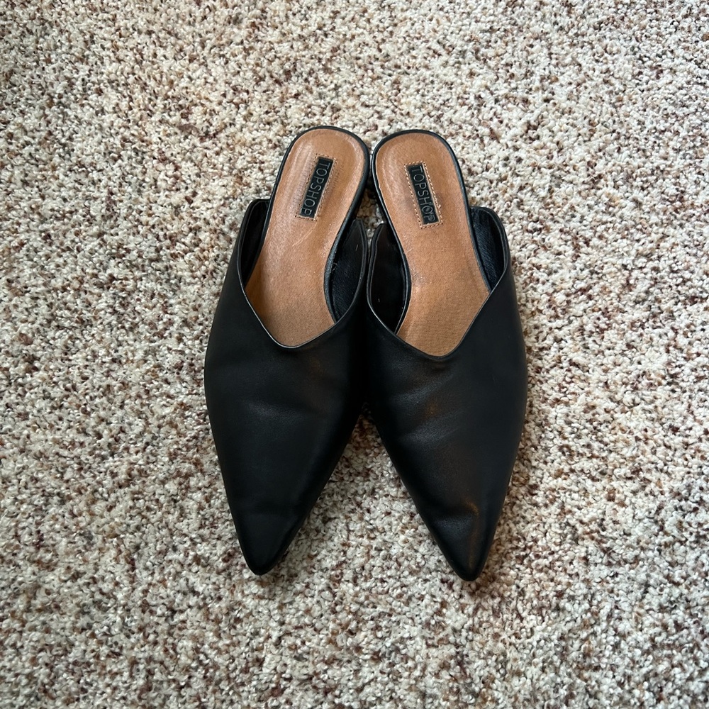 Black Topshop mule slides